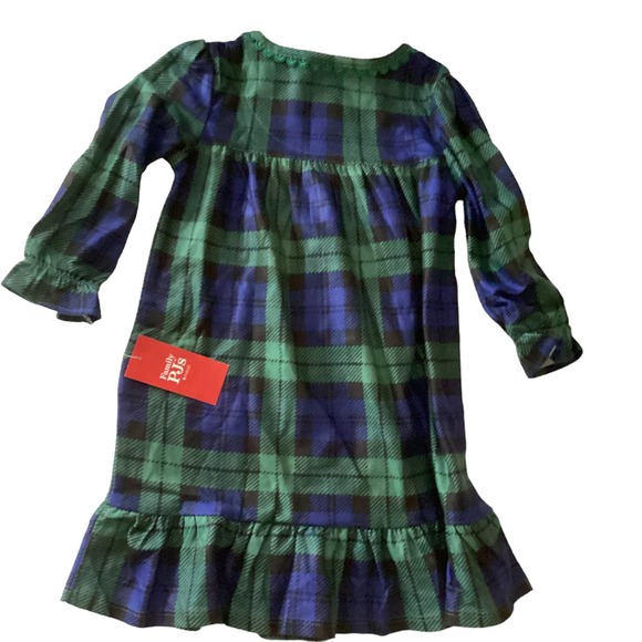 Macy's Family PJ's Girls Green  Plaid Gown Size 2T/3T NWT - Picture 2 of 2